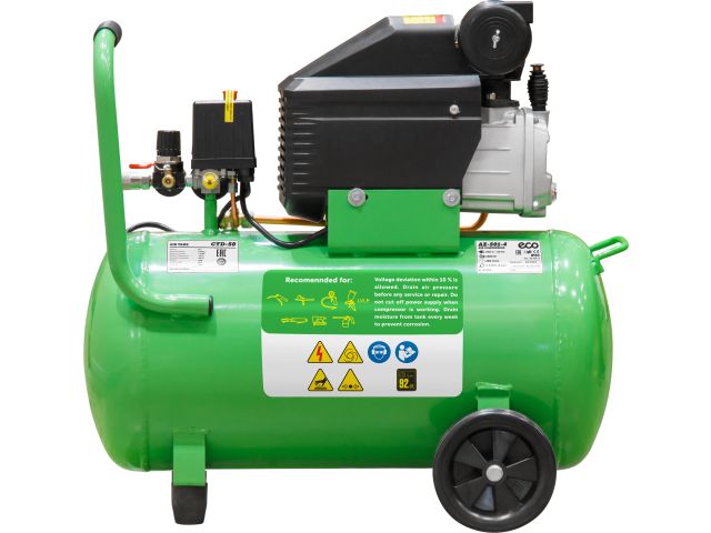 Компрессор ECO AE-501-4 коаксиальный (260 л/мин, 8 атм, коаксиальный, масляный, ресив. 50 л, 220 В, 1.80 кВт) — изображение 5