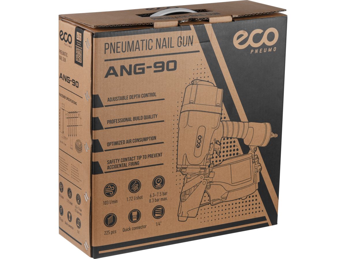 Гвоздезабивной пневмопистолет ECO ANG-90 (Гвозди (барабанные) 45-90 мм; 6.3-7.5 бар; 1.7 л/удар; 103 л/мин; магазин 225 шт.; Single/Bump shots) — изображение 4